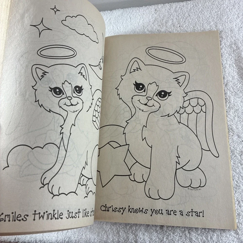Vintage Lisa Frank Chrissy the Angel Kitty Coloring Book Bright Colorful